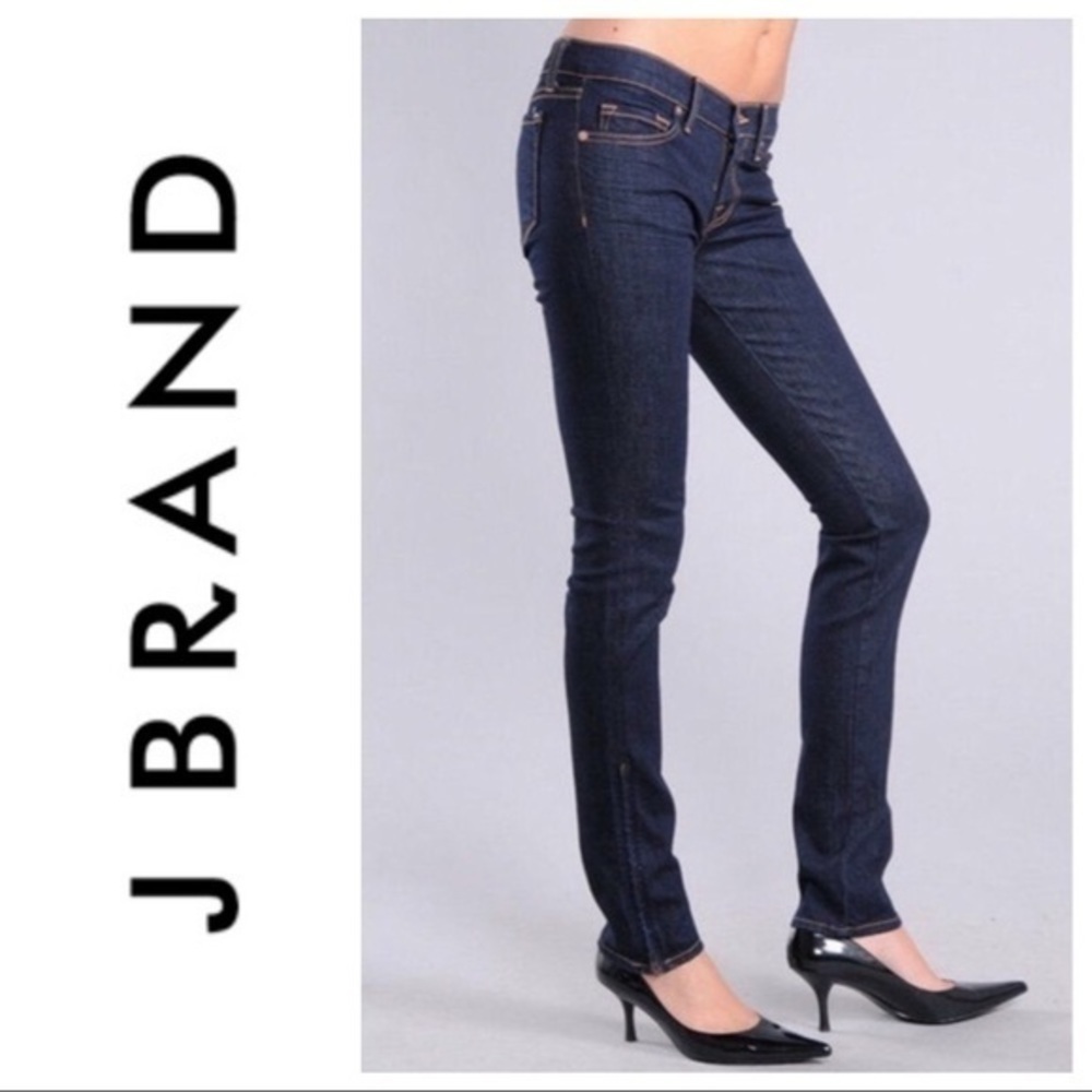 J Brand The Deal Zipper Ankle Skinny Jeans Dark Wash Color‎ Ink Size 27
